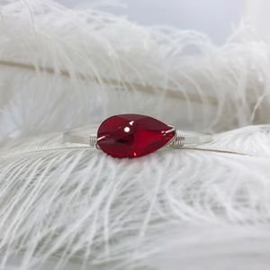 Dark Red Swarovski Crystal On Silver Bangle